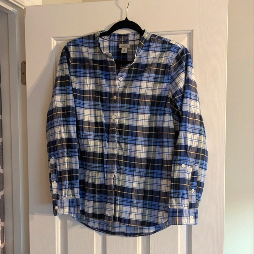 LL Bean Blue Plaid Buttondown